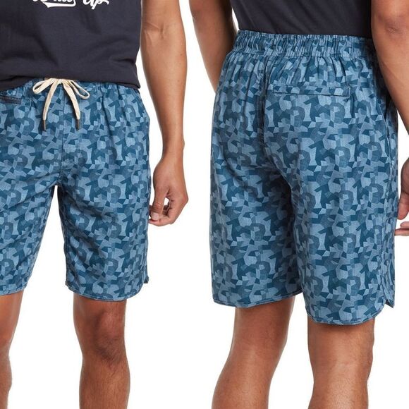 Vintage 1946 Windjammer Geo Print Board Shorts Blue Medium - Picture 2 of 8